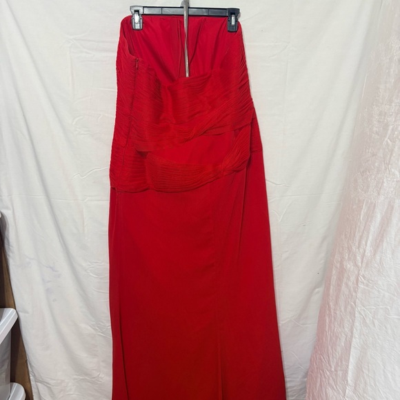 Red strapless gown is a Faviana style 7131 formal dress - Picture 5 of 9